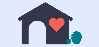 Illustration of a person standing outside of a house